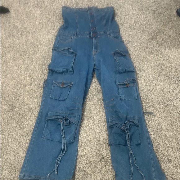 Stylish Blue Utility Jumpsuit - Picture 4 of 9